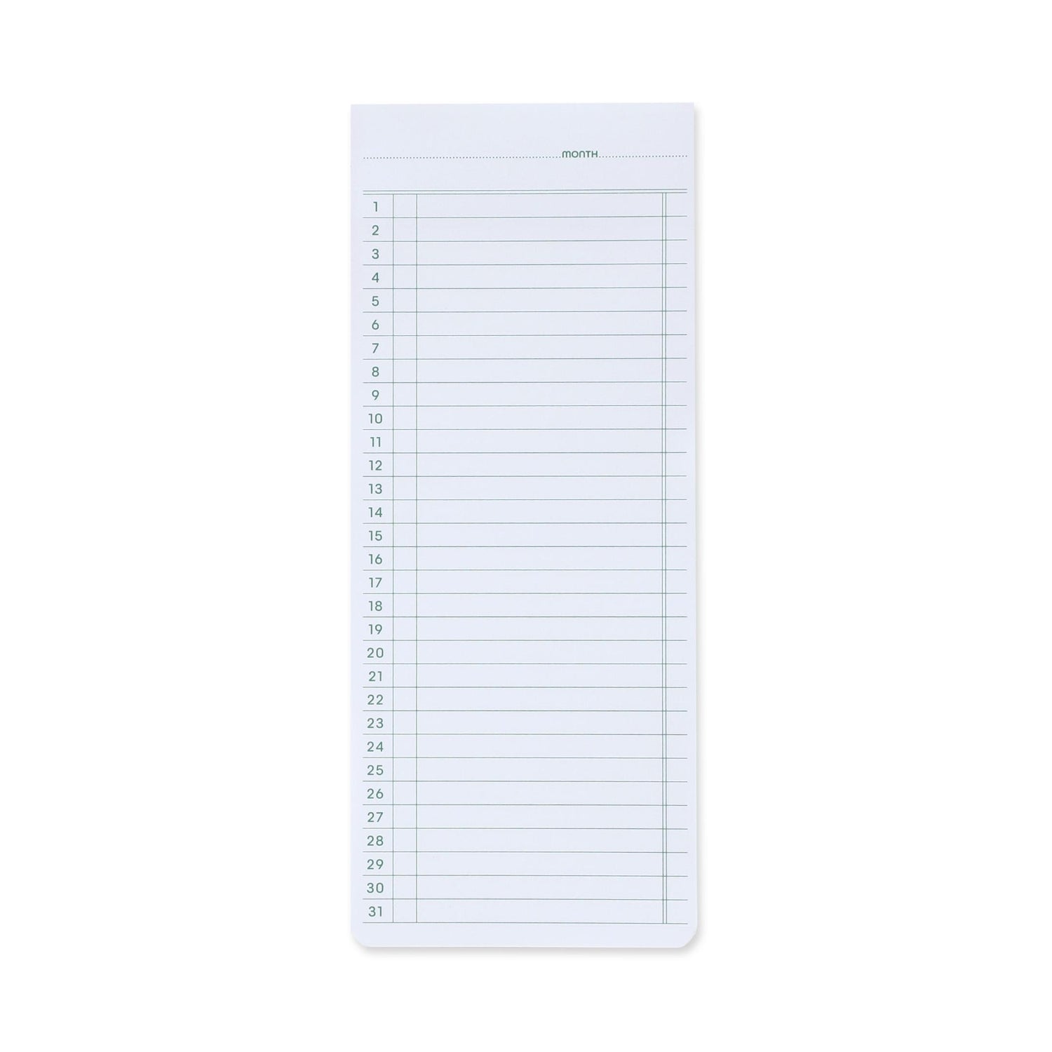 Sticky Memo Pad Monthly White