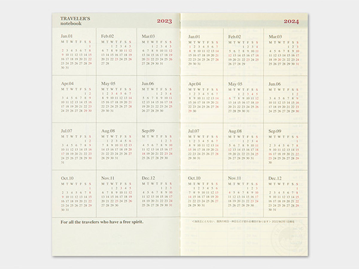 Traveler's Regular Diary 2023 Weekly Vertical Refill