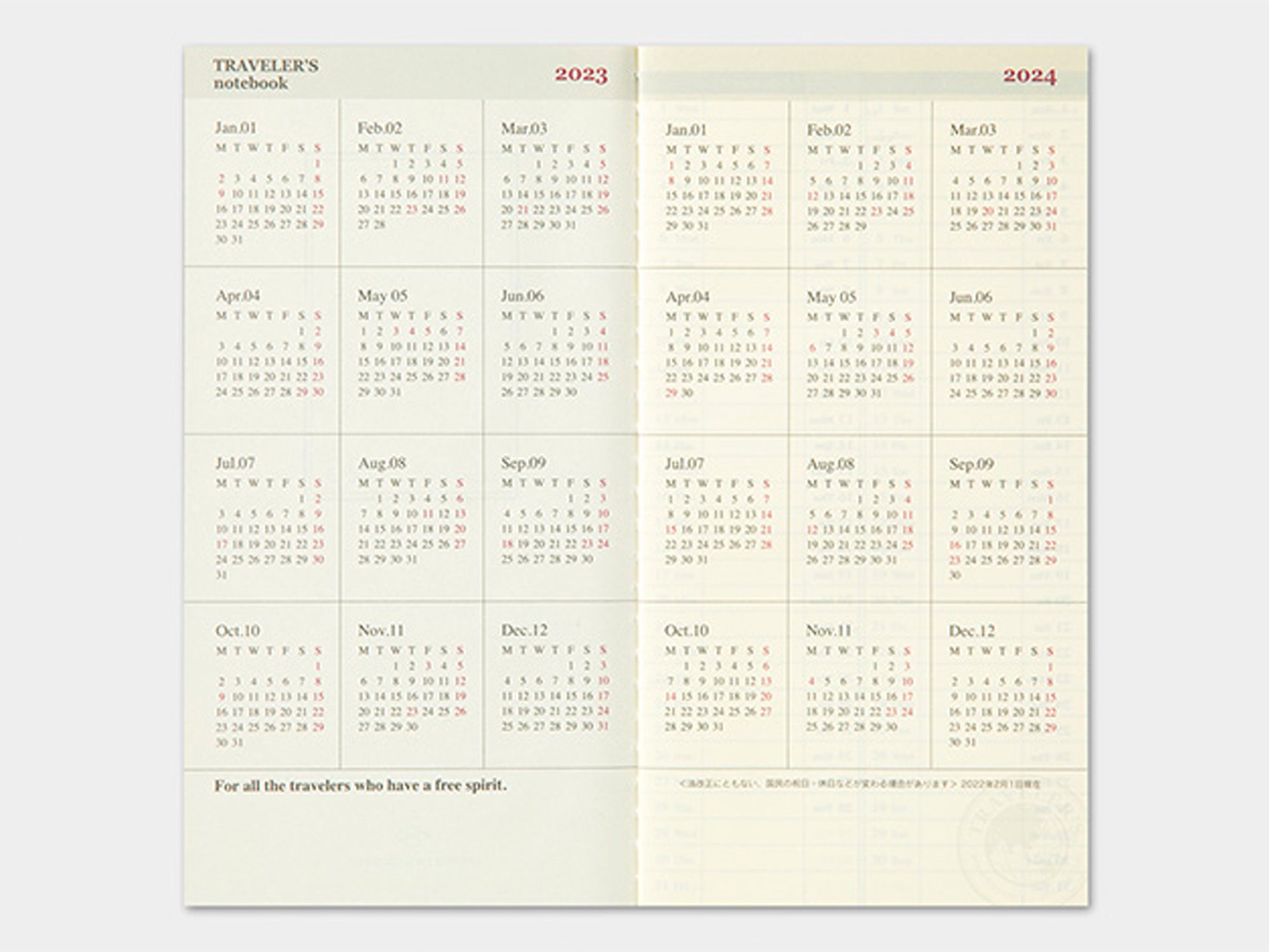 Traveler's Regular Diary 2023 Weekly Vertical Refill