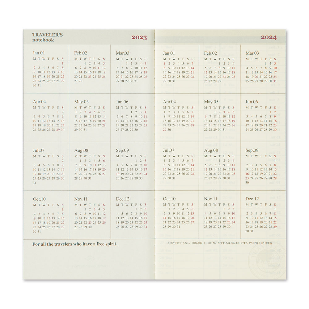 Traveler's Regular Diary 2023 Weekly and Memo Refill
